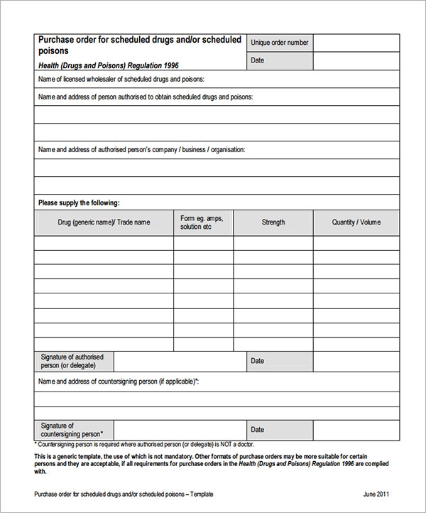 Purchase Order Format Doc Free Download